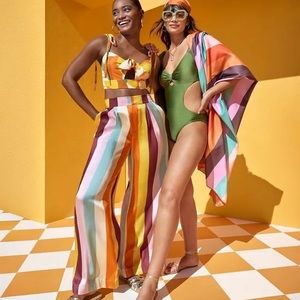 NWT Fe Noel x Target metallic puff sleeve bathing suit size Medium